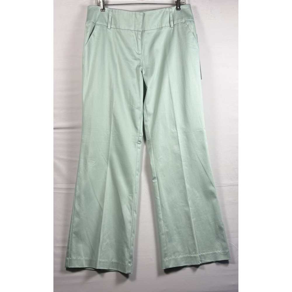 new york & company women mint green‎ stretch pants straight leg casual work 12 P
